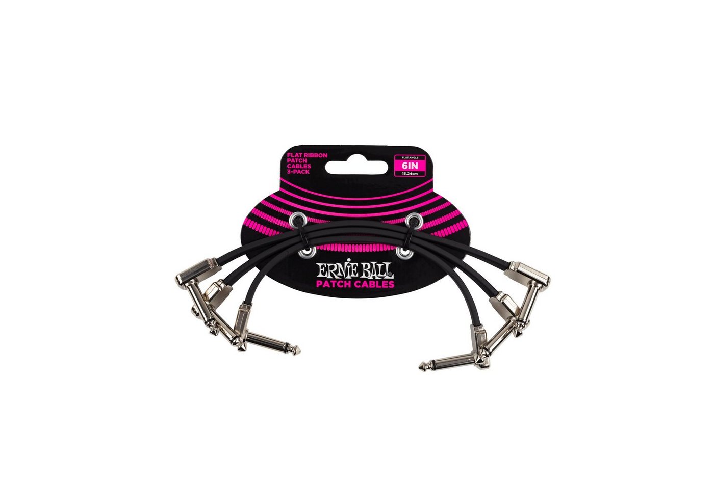 Ernie Ball Audio-Kabel, EB6221 6" Flat Ribbon Patch Cable 3-Pack 15 cm - Stereo Patchkabel