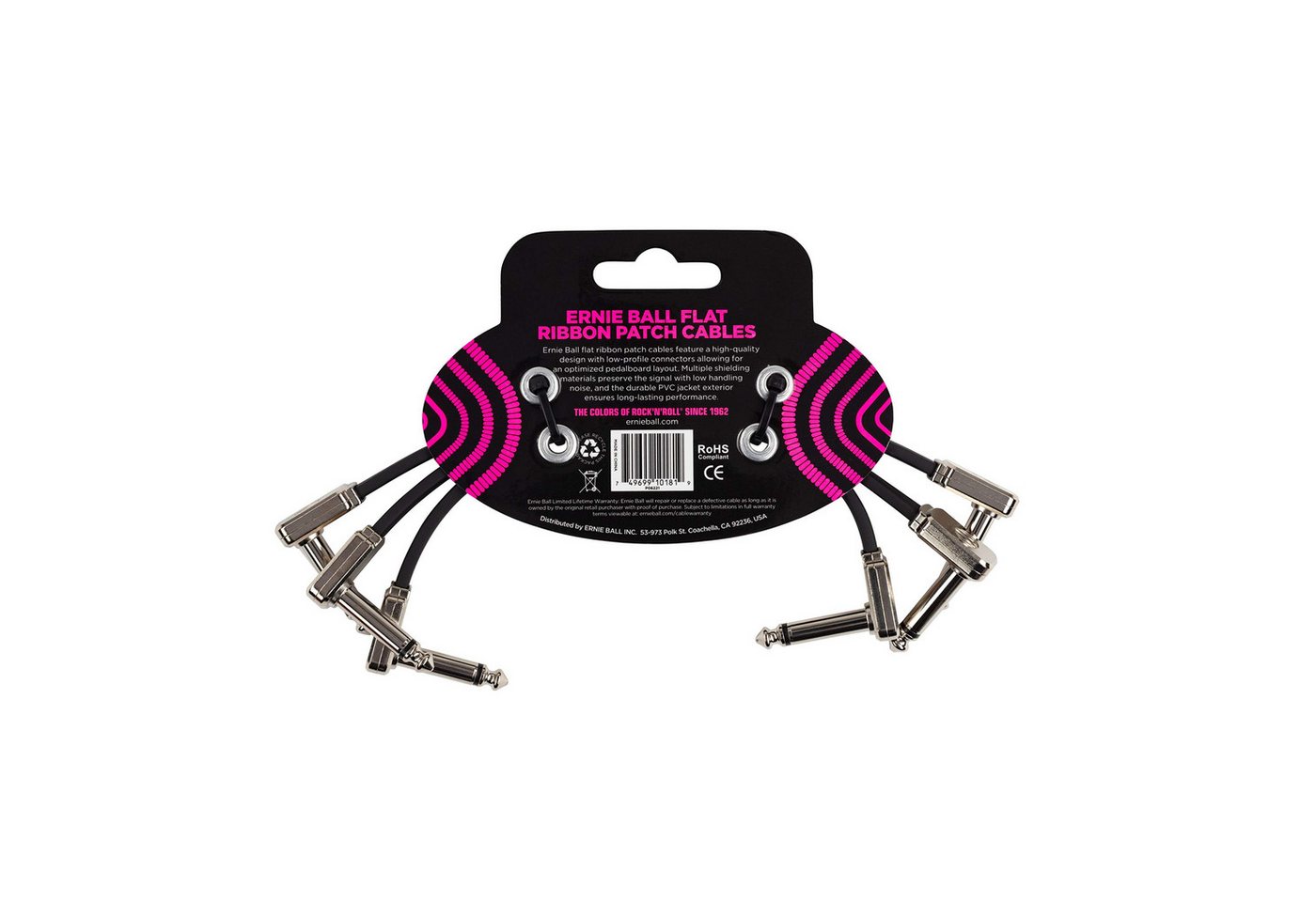 Ernie Ball Audio-Kabel, EB6221 6" Flat Ribbon Patch Cable 3-Pack 15 cm - Stereo Patchkabel Bild 4