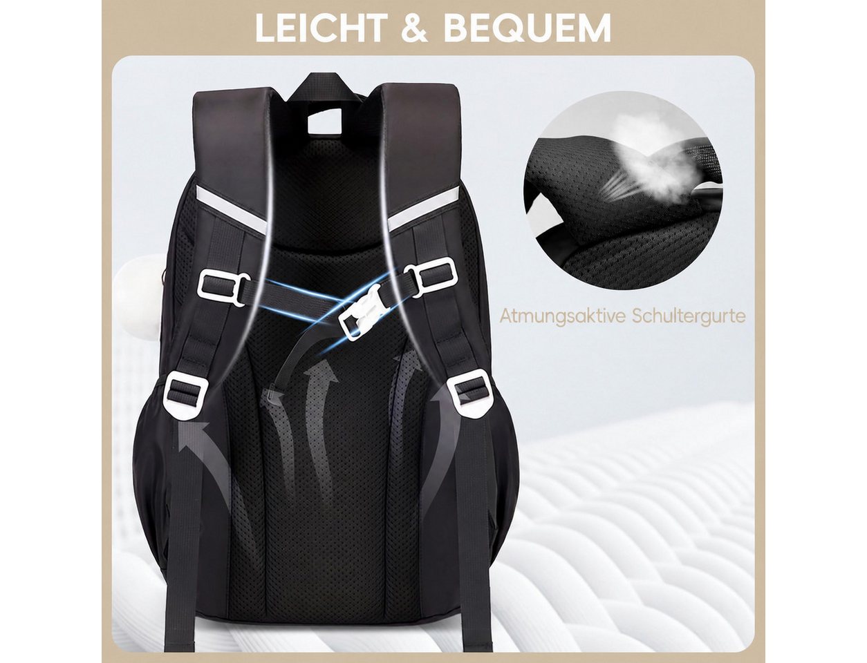 Forrlite Schulrucksack Mädchen, Schülerrucksack ergonomisch, Schultasche Kinder (Freizeitrucksack mit Reflexstreifen für Schule, Alltag und Reise, Ergonomisch, reflektierende Details, mehrere Fächer, gepolsterte Gurte)