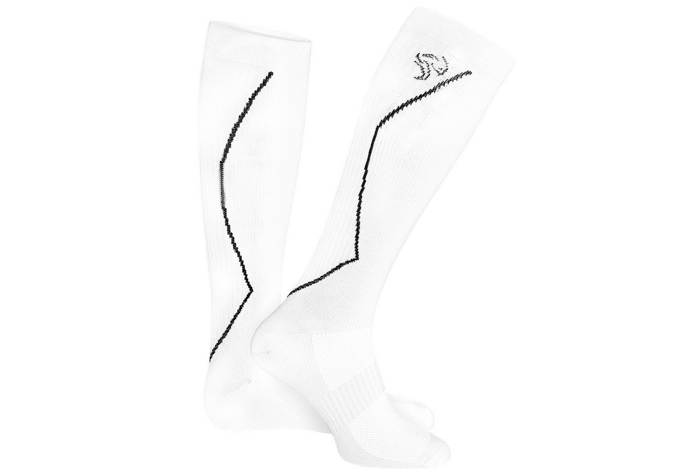 Black Snake Laufsocken Kompressionssocken Damen und Herren mit Stützzonen an Wade und Spann (Socken-Set, 2-Paar, Weiß 35/38) Atmungsaktives Funktionsmaterial mit gepolsterter Sohle und Zehennaht Bild 2