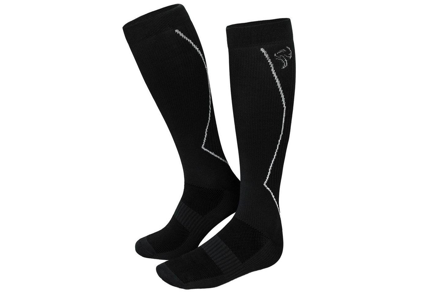 Black Snake Laufsocken Kompressionssocken Damen und Herren mit Stützzonen an Wade und Spann (Socken-Set, 2-Paar, Schwarz 35/38) Atmungsaktives Funktionsmaterial mit gepolsterter Sohle und Zehennaht Bild 3