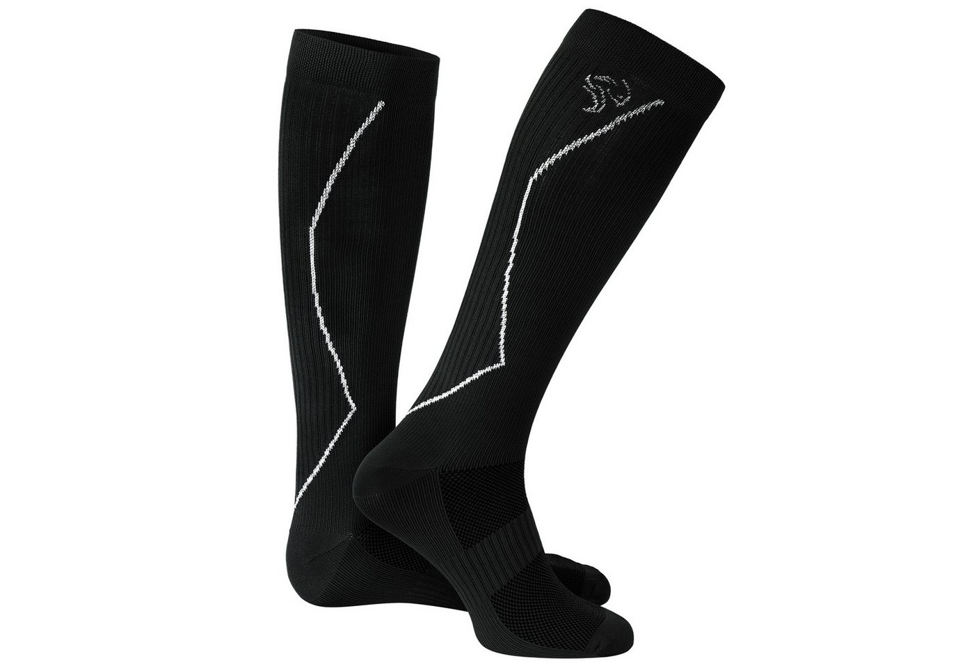 Black Snake Laufsocken Kompressionssocken Damen und Herren mit Stützzonen an Wade und Spann (Socken-Set, 2-Paar, Schwarz 35/38) Atmungsaktives Funktionsmaterial mit gepolsterter Sohle und Zehennaht Bild 4