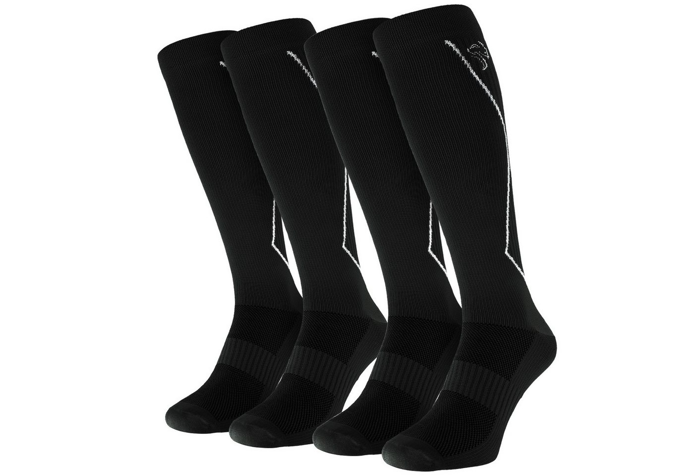 Black Snake Laufsocken Kompressionssocken Damen und Herren mit Stützzonen an Wade und Spann (Socken-Set, 2-Paar, Schwarz 35/38) Atmungsaktives Funktionsmaterial mit gepolsterter Sohle und Zehennaht Bild 5