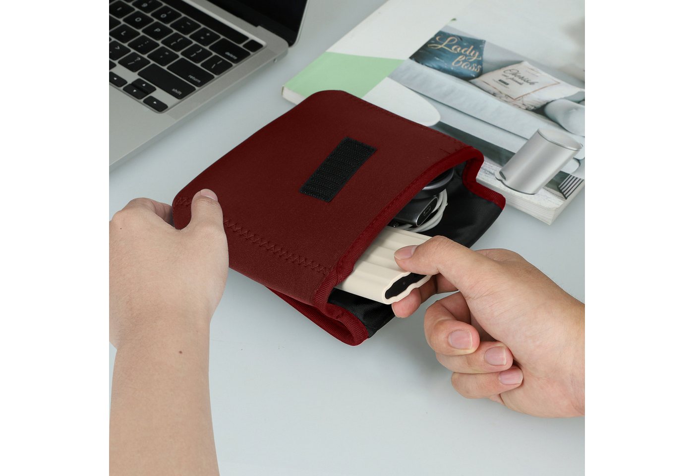 kwmobile Businesstasche Kabeltasche Kabel Organizer Tasche - Neopren Reise Pouch 16 x 12 cm (1-tlg), Travel Organizer - Kabeltasche Reiseutensilien - Tech Bag Bild 4