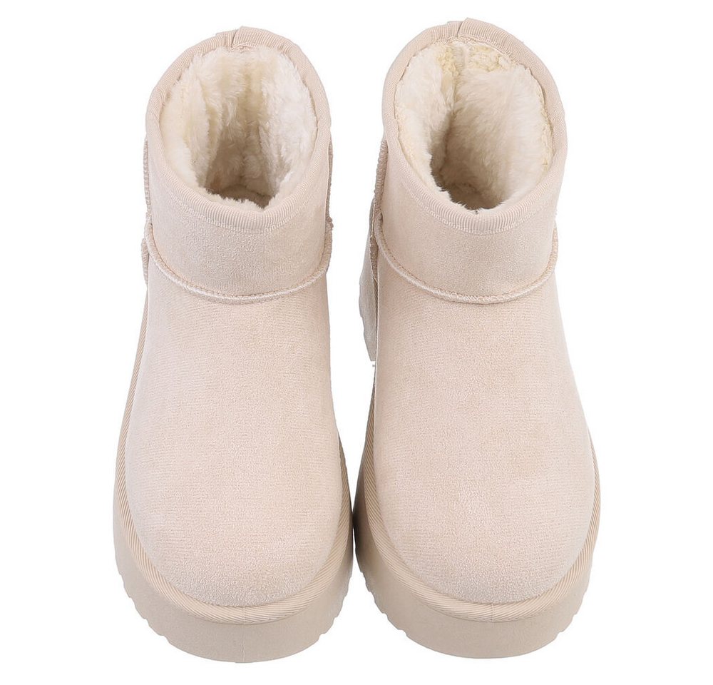 Ital-Design Plattform Ankle Boots für Damen – Stilvoll & Bequem Snowboots (90503056) Blockabsatz Stiefeletten in Beige