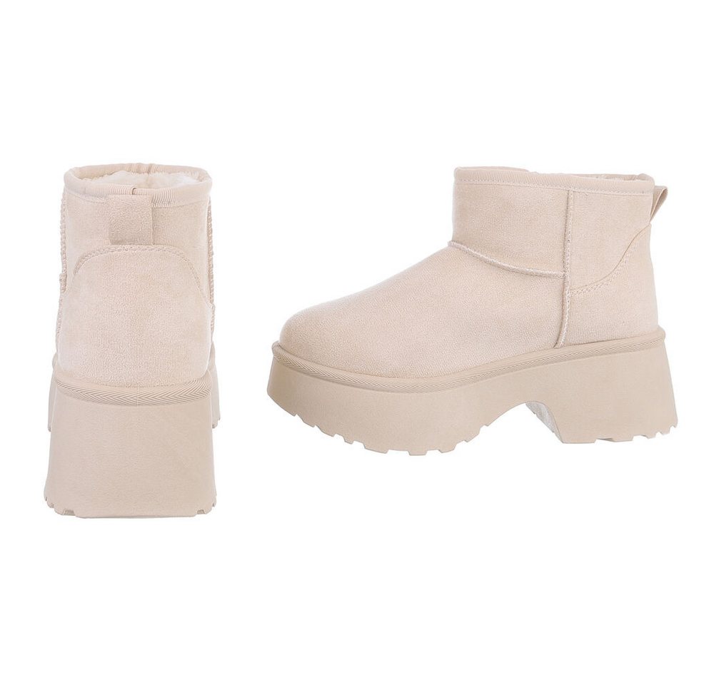 Ital-Design Plattform Ankle Boots für Damen – Stilvoll & Bequem Snowboots (90503056) Blockabsatz Stiefeletten in Beige Bild 3