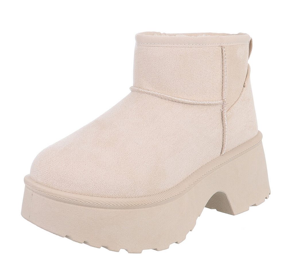 Ital-Design Plattform Ankle Boots für Damen – Stilvoll & Bequem Snowboots (90503056) Blockabsatz Stiefeletten in Beige Bild 5