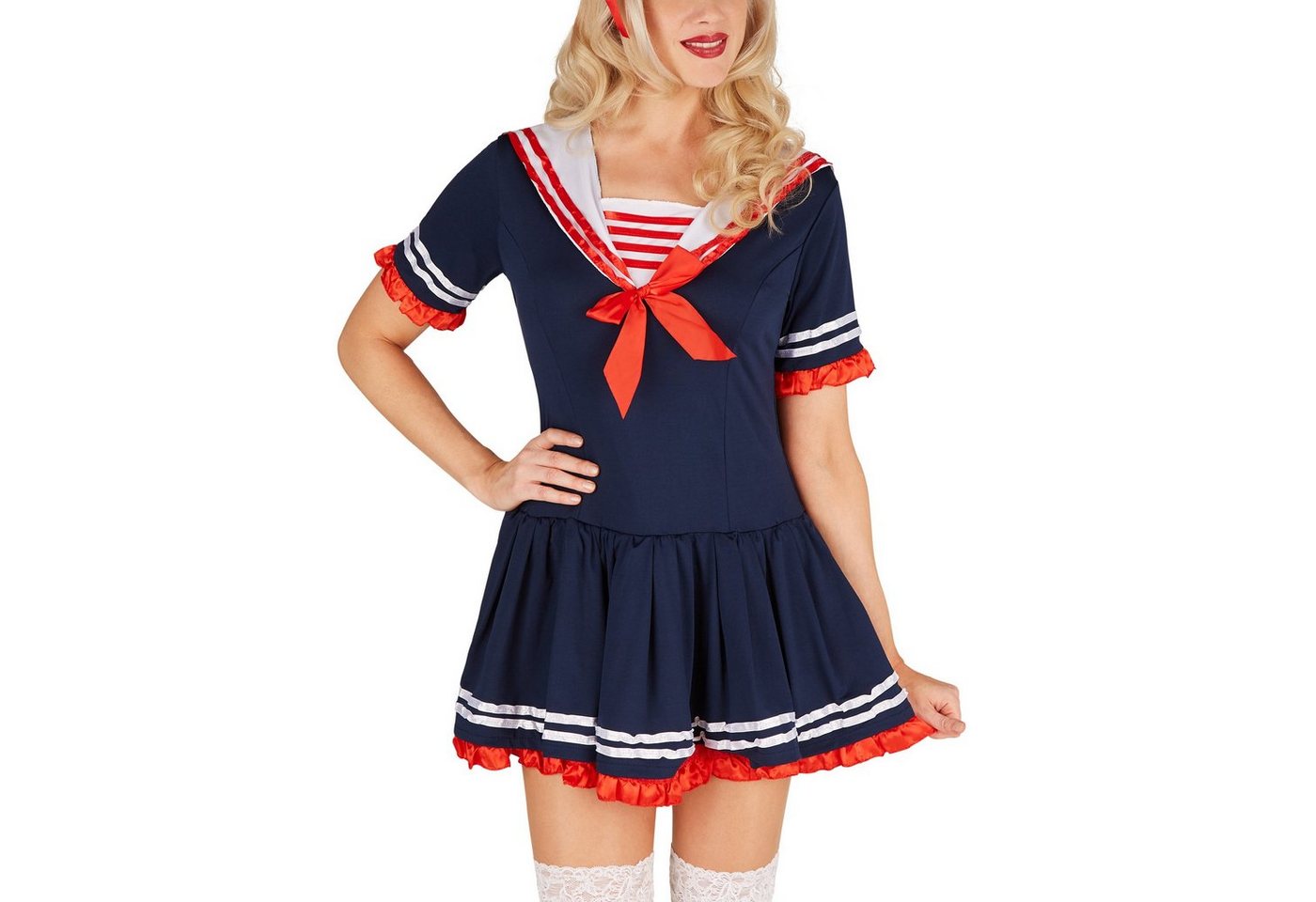 dressforfun Kostüm Matrosin/Seefahrerin, in blau/rot/weiß, Gr. XL, Süßes Kleid, Inkl., Das Kostüm ist auch für Mottopartys bestens geeigent, Marinelook Bild 3