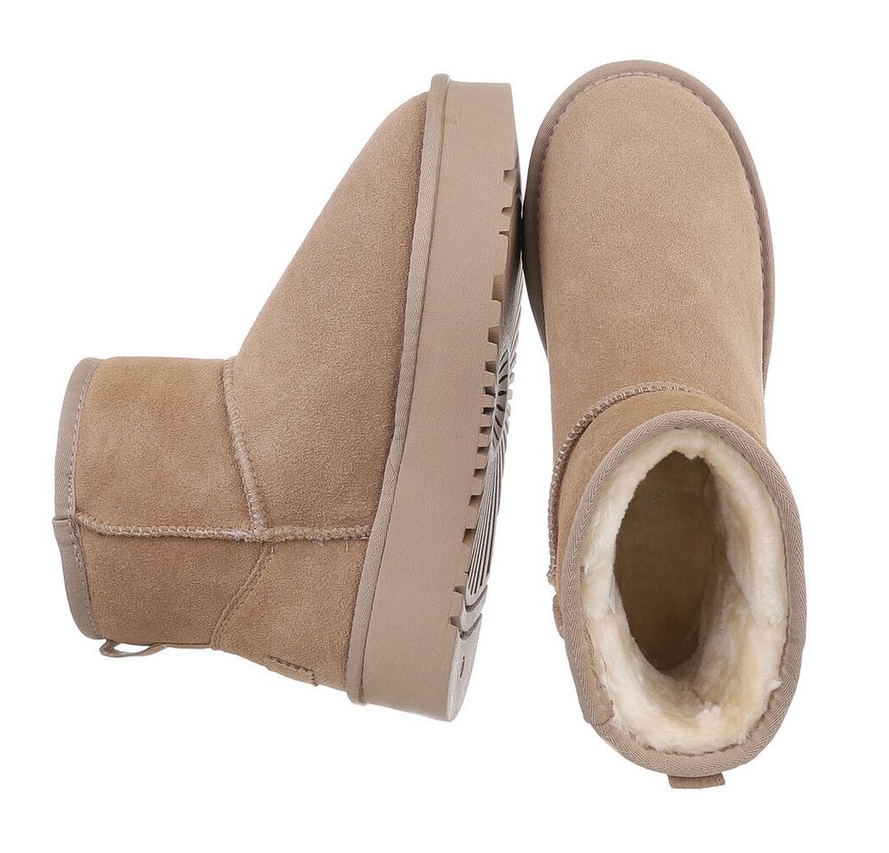 Ital-Design Echte Lederstiefel für Damen – Bequem und Stylish Snowboots (88519316) Flach Stiefeletten in Hellbraun Bild 2
