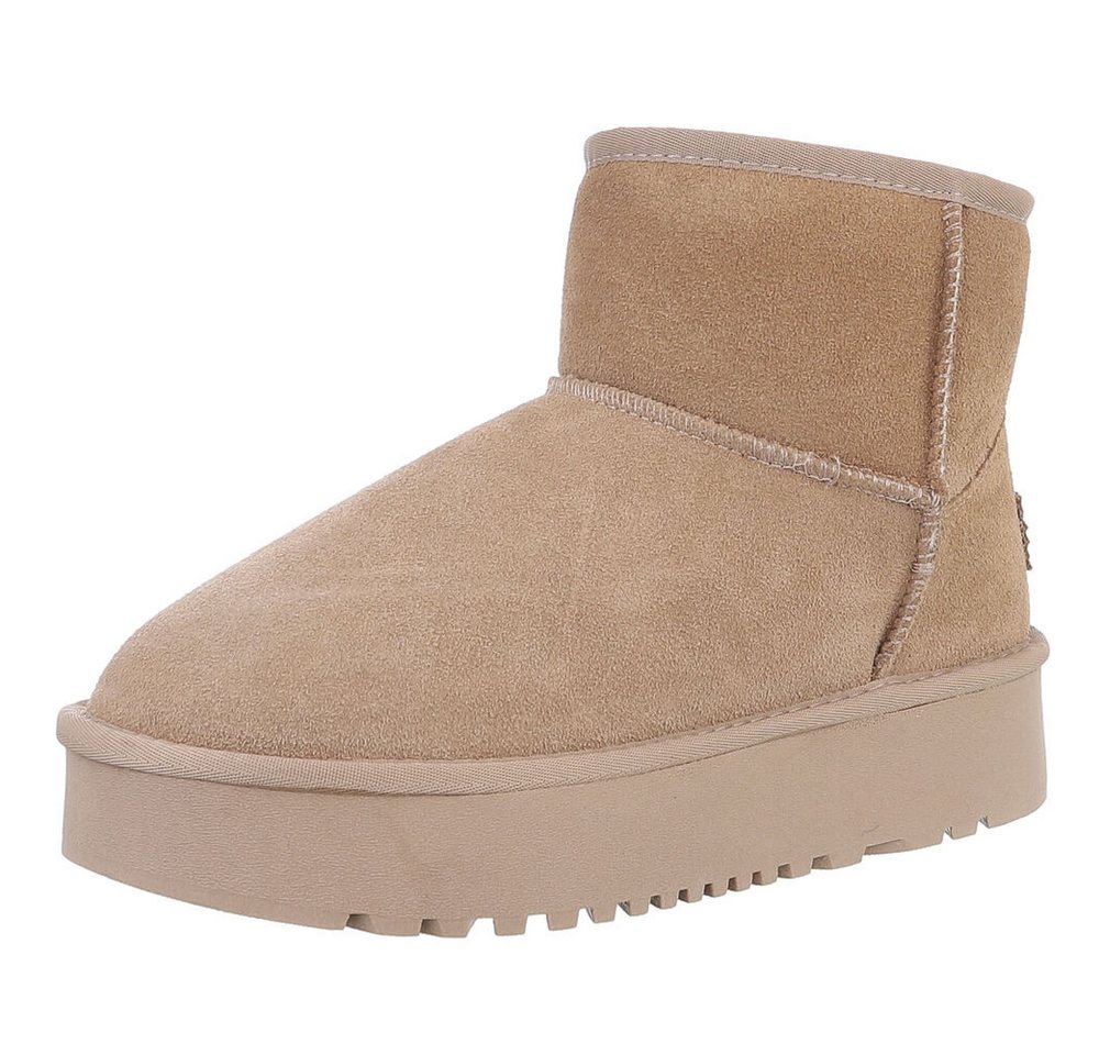 Ital-Design Echte Lederstiefel für Damen – Bequem und Stylish Snowboots (88519316) Flach Stiefeletten in Hellbraun Bild 5