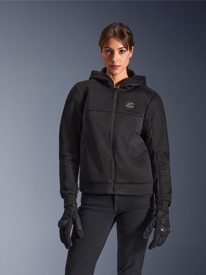Alpinestars Motorradjacke Stella Chrome Superairflow Damen Motorrad Zip Hoodie Airbag vorbereitet,Ellenbogenprotektoren enthalten,Schulterprotek Bild 2