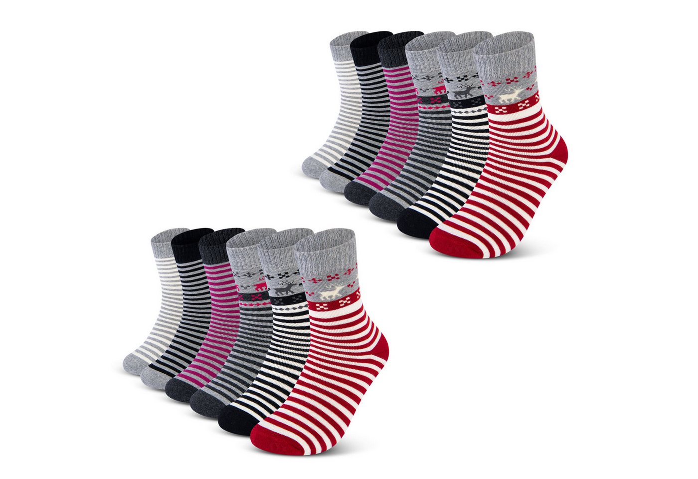 sockenkauf24 Thermosocken Damen warme Wintersocken Vollfrottee (38202, 12-Paar, 35-38) aus Baumwolle mit Komfortbund