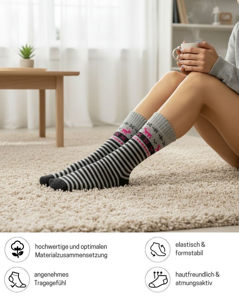 sockenkauf24 Thermosocken Damen warme Wintersocken Vollfrottee (38202, 12-Paar, 35-38) aus Baumwolle mit Komfortbund Bild 2