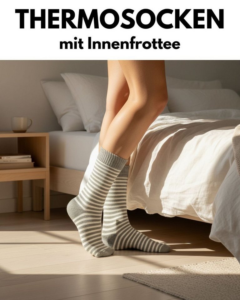 sockenkauf24 Thermosocken Damen warme Wintersocken Vollfrottee (38202, 12-Paar, 35-38) aus Baumwolle mit Komfortbund Bild 4