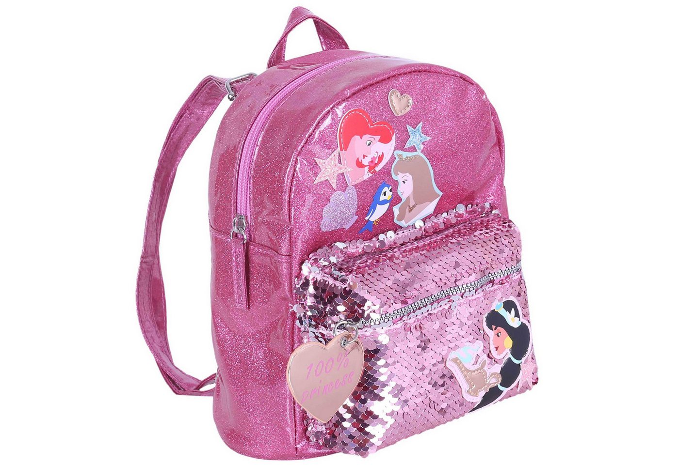 Disney Princess Schulrucksack DISNEY Prinzessinnen glänzender Rucksack für Mädchen, 22 x 10 x 19 cm