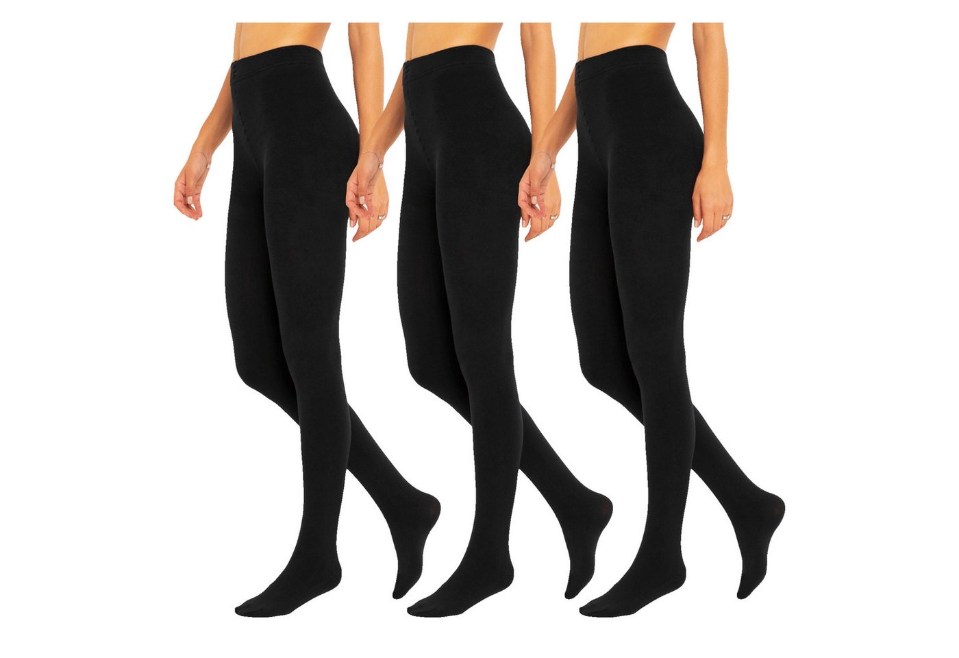 TEXEMP Thermostrumpfhose Thermo Strumpfhosen Damen Warm Fleece 3er Pack Baumwolle Winter (Set 3 St. 3er-Pack) Atmungsaktiv, Wärmend, Klimaregulierend Bild 2