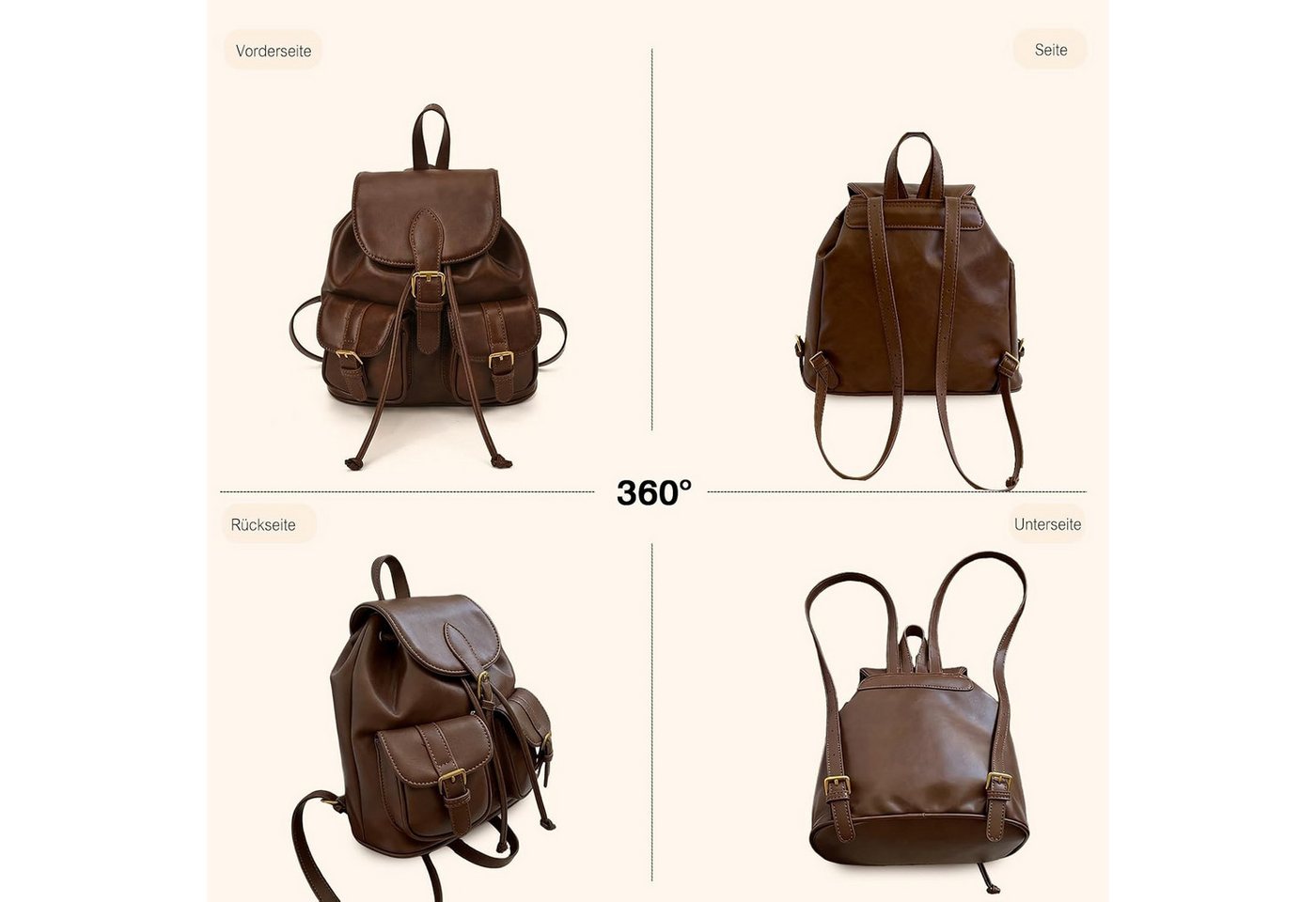 inschimmer Cityrucksack Rucksack Damen klein Tagesrucksack für Pendeln Reise Schule Daypack Bild 5
