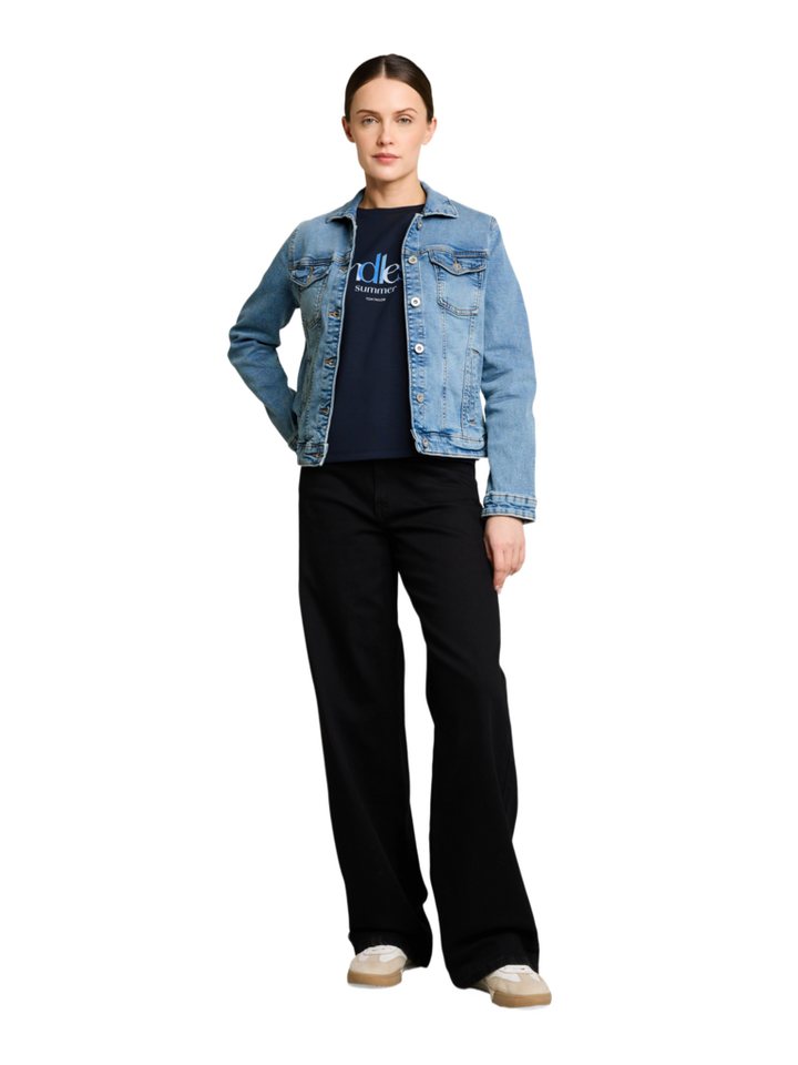 TOM TAILOR Jeansjacke N blau,Casual,Baumwolle,Washed,Umlegekragen,Lang,Regular Fit Bild 2