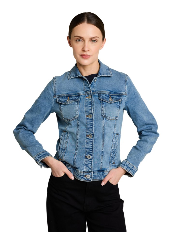 TOM TAILOR Jeansjacke N blau,Casual,Baumwolle,Washed,Umlegekragen,Lang,Regular Fit Bild 3