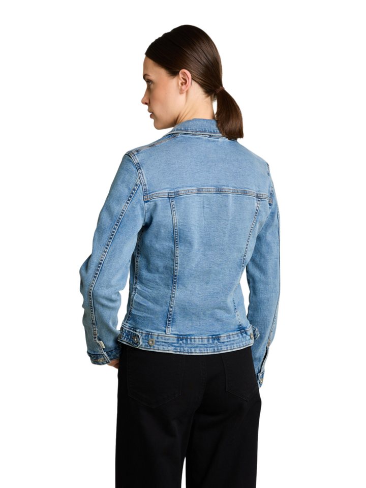 TOM TAILOR Jeansjacke N blau,Casual,Baumwolle,Washed,Umlegekragen,Lang,Regular Fit Bild 4