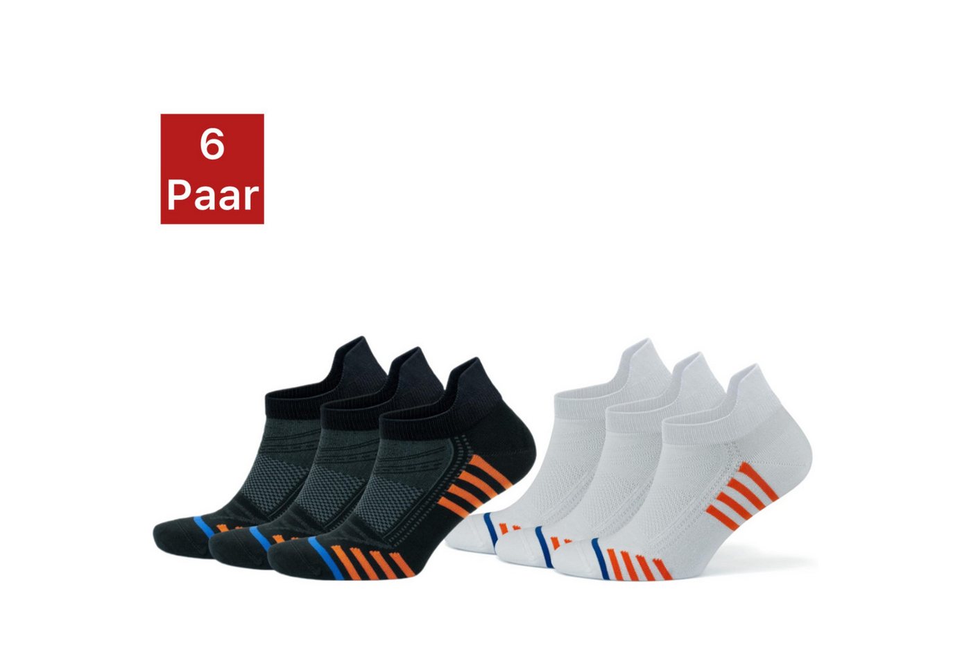 NERS Sportsocken aus Bambus für Damen & Herren gegen Schweißfüße mit Komfortbund (Spar-Set, 6-Paar) ohne drückende Naht, Atmungsaktiv, Bequem