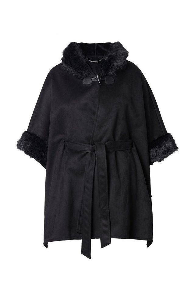 MIAMODA Outdoorjacke Ponchojacke oversized FakeFur-Details Bild 3