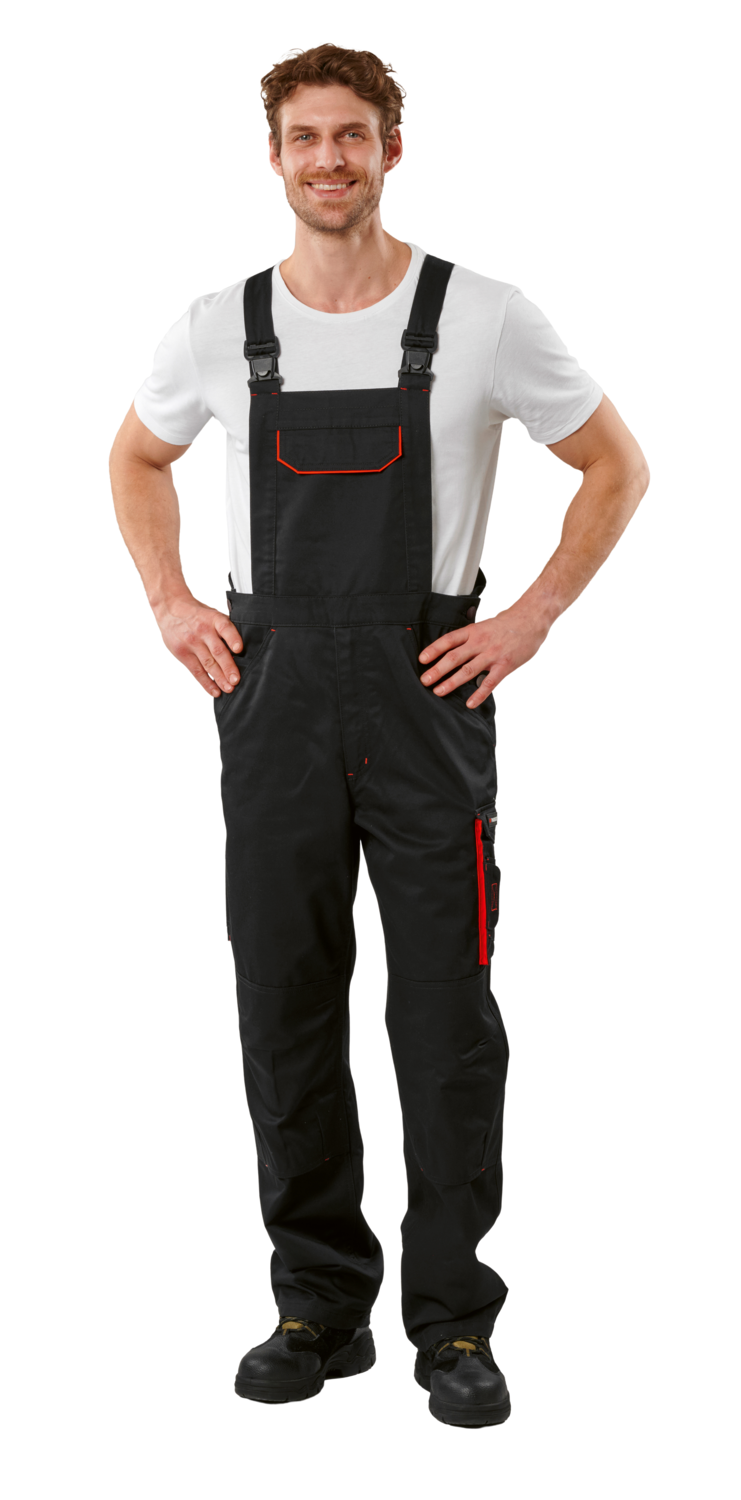 PARKSIDE® Gefütterte Herren Arbeitslatzhose (Schwarz/Rot, XL (56/58))