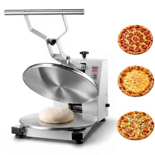 VEVOR Pizzateigpresse 18 Zoll 1200 W Elektrische Teigpresse für Pizzaböden für Pizzerien und Tortilla-Restaurants, 0-240 °C, Einstellbare Teigdicke 0-11 mm, mit Edelstahlgriff, Aluminium-Pressplatte
