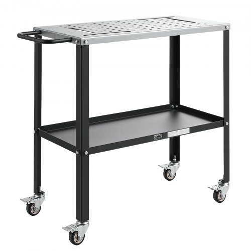 VEVOR Mobiler Schweißtisch 914x457mm Schweißwerkbank mit 544kg Tragkraft, Werktisch aus Stahl für Werkstatt Garage Baustelle, mit 4 Werkzeugschlitzen 4 Rollen 16mm Befestigungslöchern Werkzeugablage