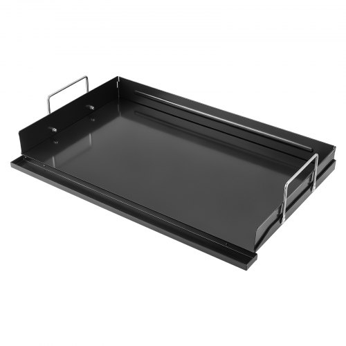 VEVOR Plancha Grillplatte 635 x 406 mm Kohlenstoffstahl Antihaftbeschichtet, Ideal für Gasherde, Grills und Camping, Abnehmbare Seitenwände, Fettauffangschale, Spritzschutz und 630 x 365 mm Kochfläche