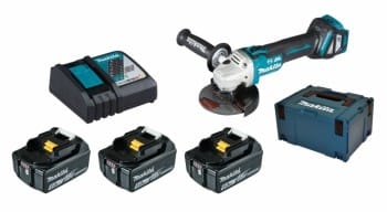 Akku-Winkelschleifer 18V + 3x 18V 5 Ah Akku + Ladegerät DC18RC (DGA513RT3J) - Makita