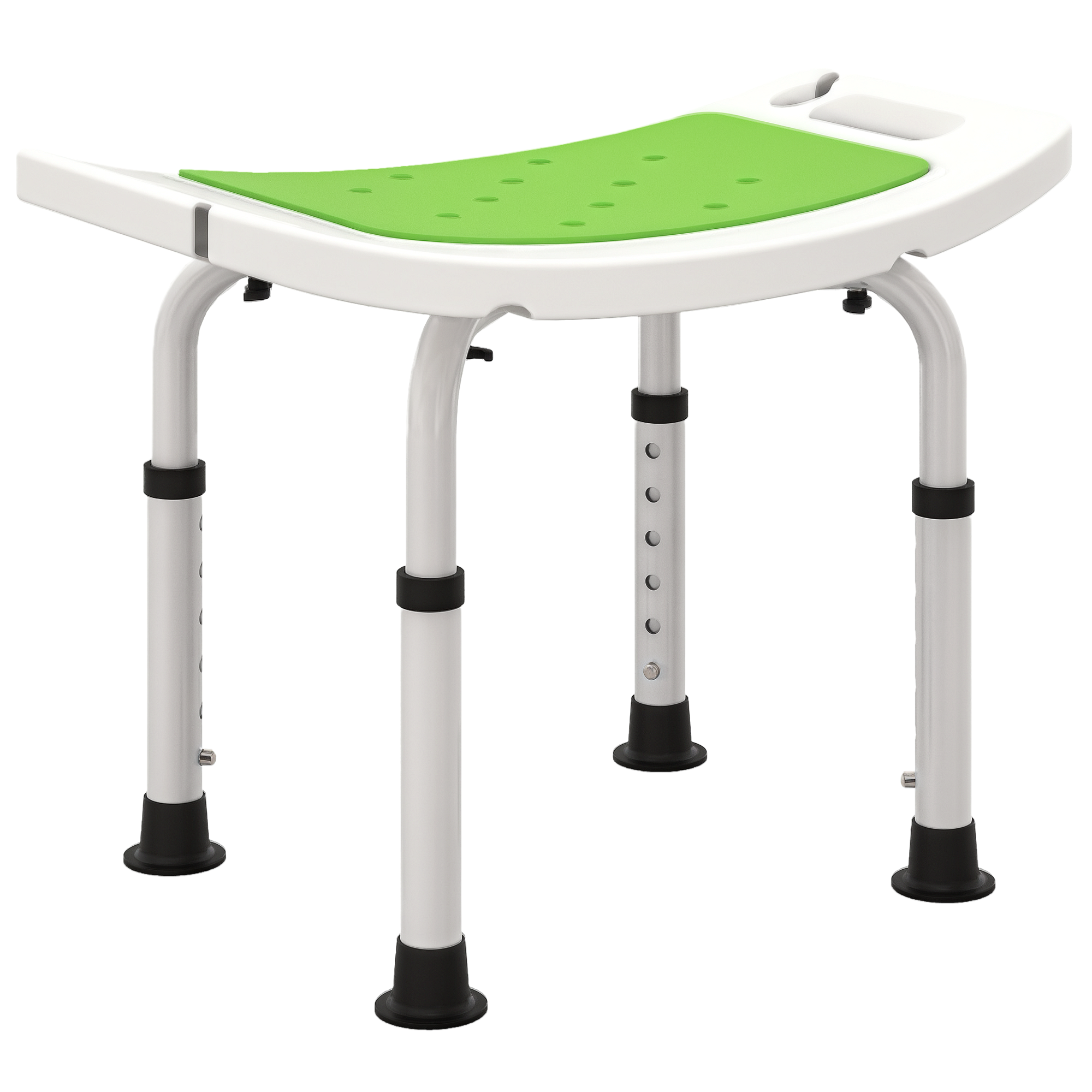 Höhenverstellbarer Duschhocker Mit Kissen, Ergonomisch, Rutschfest, Bis 135 Kg Belastbar, Aluminium, Grün