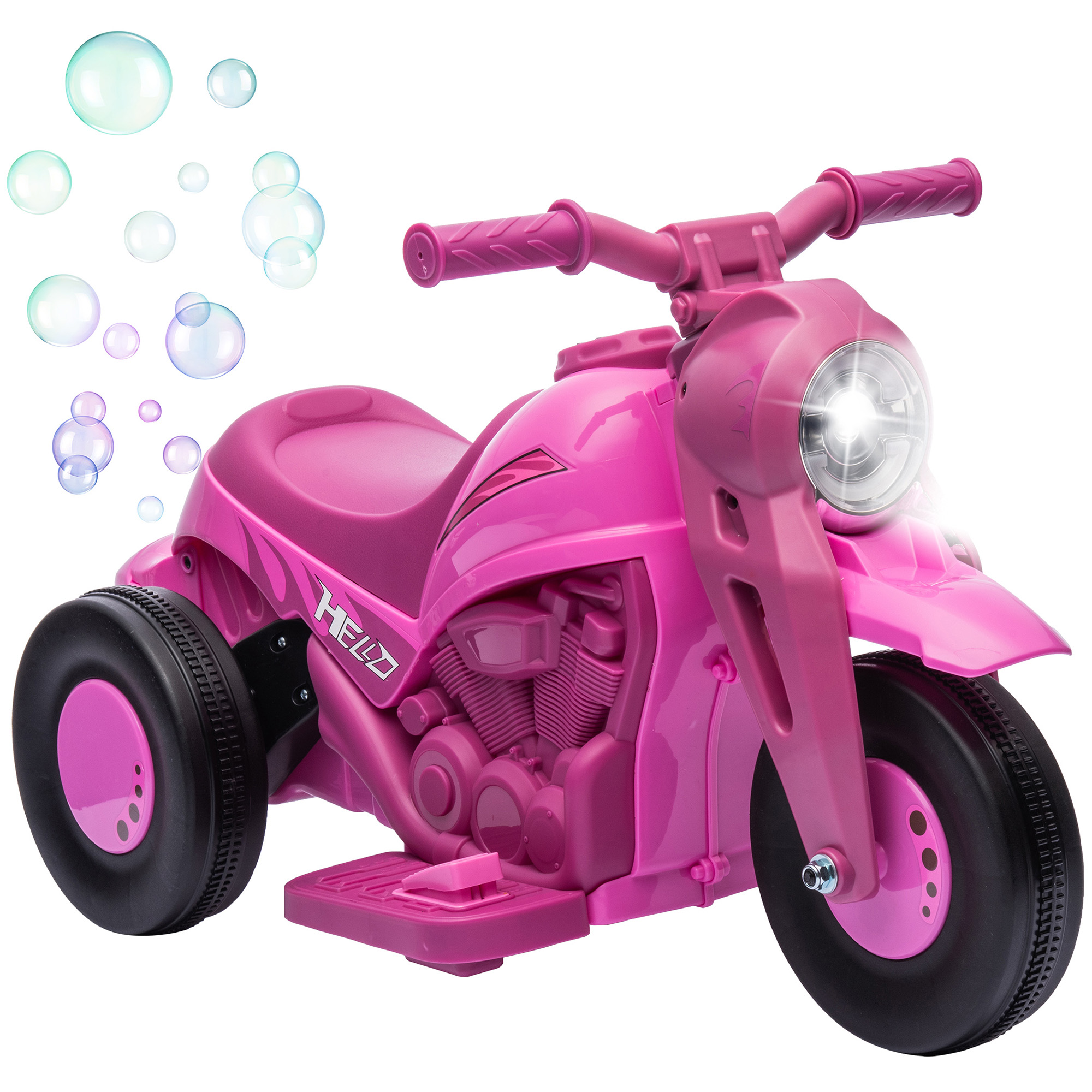 Dreirädriges Elektromotorrad Für Mädchen Im Alter Von 2-5 Jahren, 6 V, Mit Seifenblasen, Licht- Und Soundeffekten, Rosa, 3 Km/h
