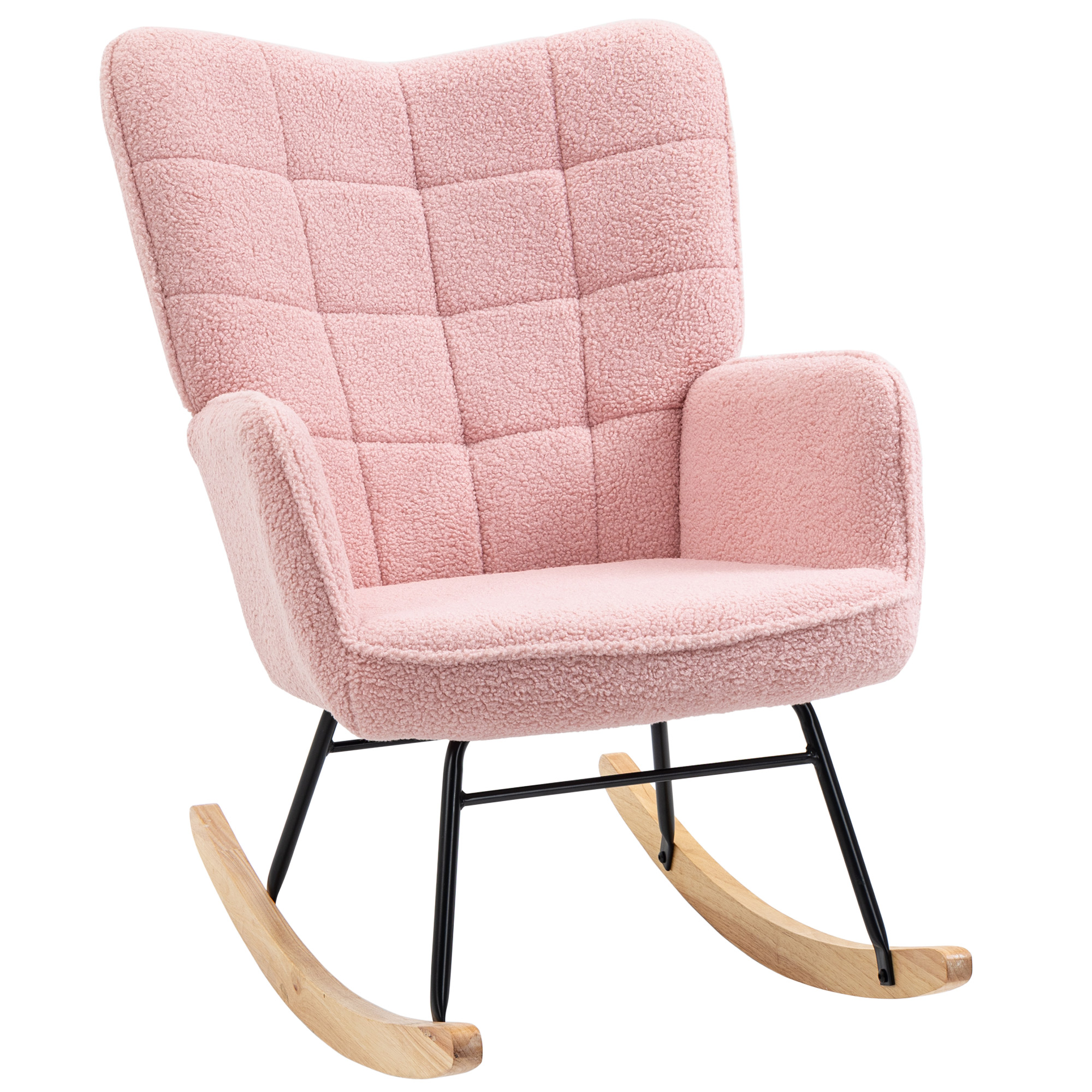 Vintage Schaukelstuhl Aus Massivholz, Bequemer Schaukelstuhl, 98 X 71 X 101 Cm, Rosa