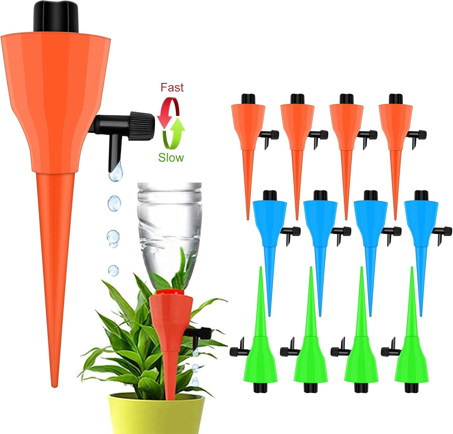 Apex Pflanzenbewässerungsspitzen, 12er-pack, Automatisches Bewässerungssystem Mit Langsamablassventil Und Einstellbarer Wassermenge