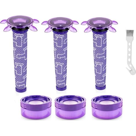 Lot De 6 Filtres V8 Pour Dyson, Accessoires De Rechange Pour V8 Absolute Animal, Sv10, Sv11, Sv25, Sv37, Filtres Hepa Post-moteur, 3 Star Pre Filter Et 1 Brosse De Nettoyage