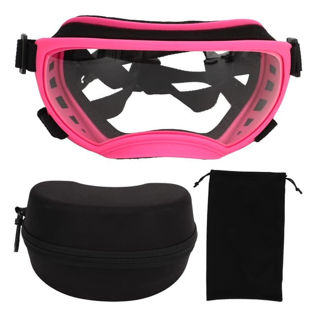 Schützende Hundebrille Mit Uv-schutz, Winddichtigkeit Und Atmungsaktivität, Mit Verstellbarem Riemen Und Klaren Gläsern – Rosa Rahmen