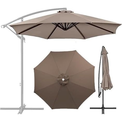 Umbrella Cloth Replacement Parasol Canopy, 7ft/9ft/10ft Garden Cover, Washable Patio Canopy(red,9ft 8ribs)(dark Gray,9ft 8ribs)