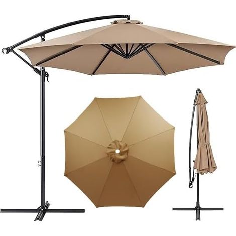 Umbrella Cloth Replacement Parasol Canopy, 7ft/9ft/10ft Garden Cover, Washable Patio Canopy(red,9ft 8ribs)(khaki,7ft 6ribs)