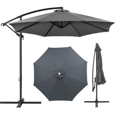 Umbrella Cloth Replacement Parasol Canopy, 7ft/9ft/10ft Garden Cover, Washable Patio Canopy(red,9ft 8ribs)(grey,7ft 6ribs)