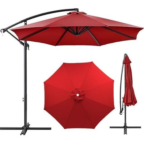 Umbrella Cloth Replacement Parasol Canopy, 7ft/9ft/10ft Garden Cover, Washable Patio Canopy(red,9ft 8ribs)(red,7ft 6ribs)