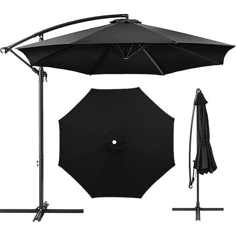 Umbrella Cloth Replacement Parasol Canopy, 7ft/9ft/10ft Garden Cover, Washable Patio Canopy(red,9ft 8ribs)(black,10ft 8ribs)