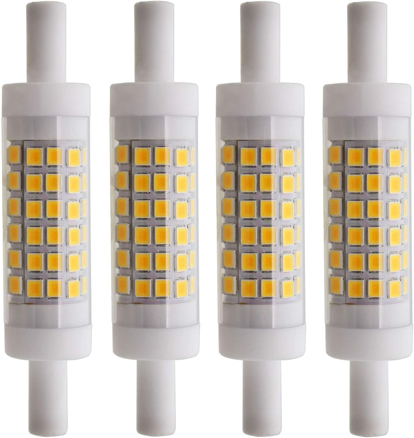 R7s 5w 78mm Ampoules Led En Céramique 60 Smd2835 Blanc Chaud 3000k 500lm Non Compatible Avec Variateur D'Intensité (lot De 4)