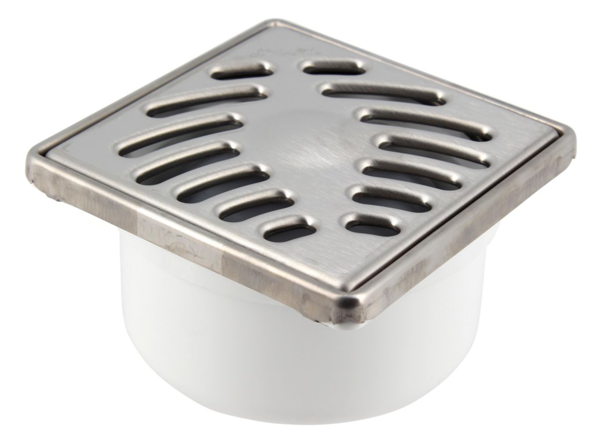 Vertikaler Boden-siphon Zum Kleben - Ø40 Oder 50 - Edelstahlgitter 100x100mm