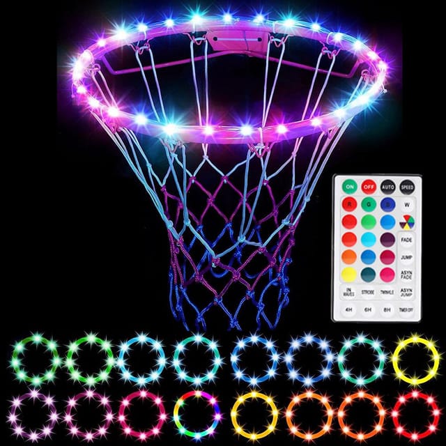 Led-basketballkorbbeleuchtung Mit Fernbedienung, 16 Farben, 4 Modi, Wasserdicht, Für Outdoor-nachttraining