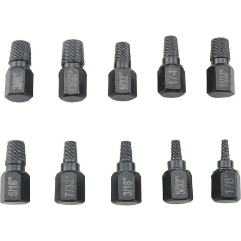 10pcs Hexagon Socket Head Screw Extractor Alloy Steel Screw Extractor Kit Slip On Nut Extractor Broken Screw Extractor Set Black