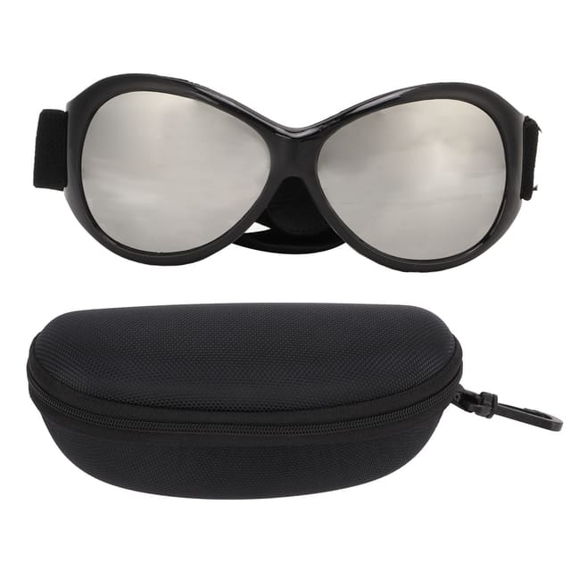 Winddichte Hundebrille, Hundesonnenbrille Mit Verstellbarem Riemen – Schwarz Silber