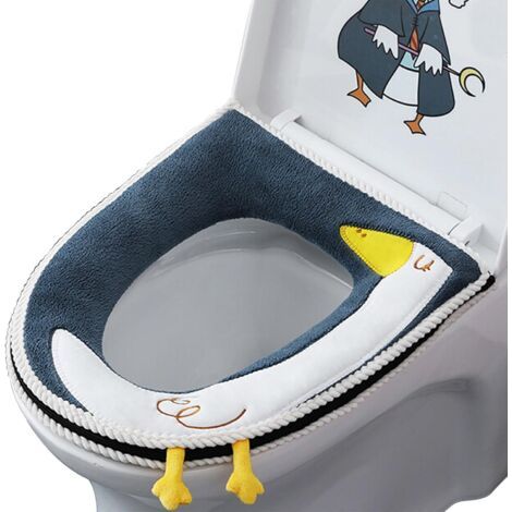 Qorva-toilet Seat Cover, Coussins De Siège De Toilette Universels Avec Fermeture Éclair, Coussin De Siège De Toilette En Cuir Antibactérien Imperméable Avec Poignée, Bleu