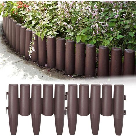 Gartenrand Zur Abgrenzung Von Blumenbeeten - 5 Stück Rasen Oder Palisade Gartengestaltung, Holzoptik - 28 Cm X 24 Cm (je Stück)