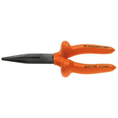 FACOM Flachrundzange 1000V isoliert 200 mm, lange gerade Backen